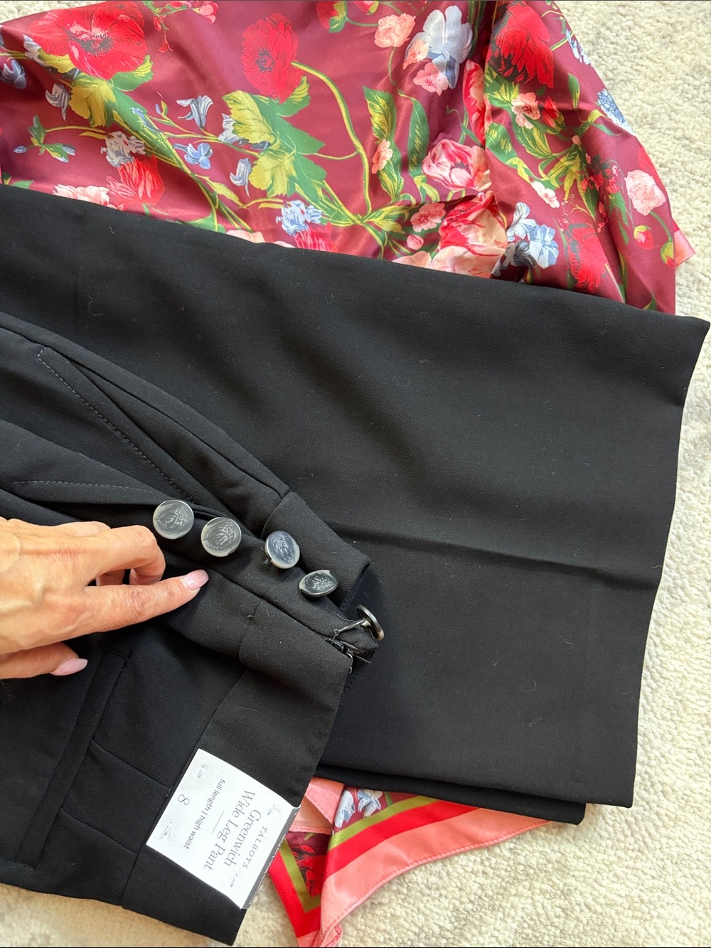 Talbot’s Wide-Leg High-Waist Black Dress Pants with side button accent. NWT